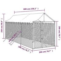 Hondenkennel met dak 2x6x2,5 m gegalvaniseerd staal zilver - thumbnail