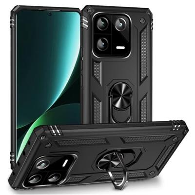 Lunso - Xiaomi 13 Pro - Armor backcover hoes met ringhouder - Zwart