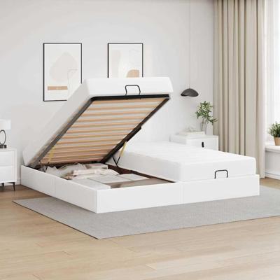 Bedframe met matras Zuiverwit 200 x 200 cm Kunstleer