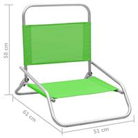 Strandstoelen 2 st inklapbaar stof groen - thumbnail
