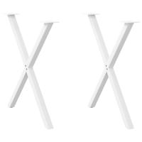 Eettafelpoten 2 st X-vormig 70x(72-73) cm staal wit - thumbnail