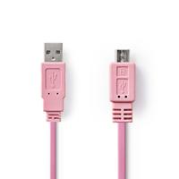 USB 2.0-Kabel | A Male - Micro-B Male | 1,0 m | Roze - thumbnail