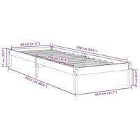 Bedframe extra lang zonder matras grenenhout wit 80x220 cm - thumbnail