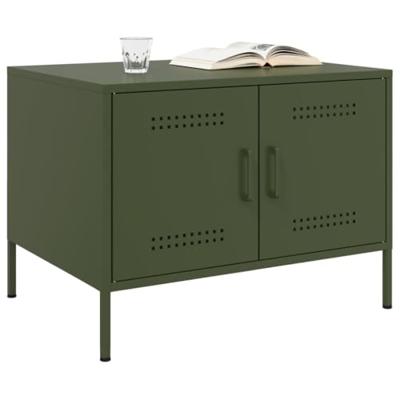 Salontafel 68x50x50,5 cm staal olijfgroen