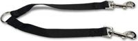Hondenriem nylon koppelstuk duo 25cm x 20mm zwart - thumbnail