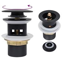 VidaXL Afvoer pop-up met overloop 6,4x6,4x9,1 cm zwart - thumbnail