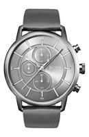 Boss Hugo Boss heren chronograaf architectonisch grijs lederen bandhorloge 44 mm - thumbnail
