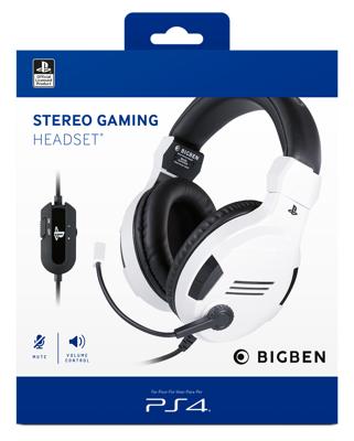 BIG BEN PS4OFHEADSETV3WHITE hoofdtelefoon/headset Hoofdband 3,5mm-connector Zwart, Wit