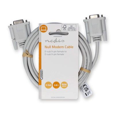 Nedis Nullmodemkabel | D-SUB 9-Pins Female | D-SUB 9-Pins Female | Vernikkeld | 2.00 m | Rond | PVC | Ivoor | Label - CCGL52055IV20 Nedis Nullmodemkabel | D-SUB 9-Pins Female | D-SUB 9-Pins Female | Vernikkeld | 2.00 m | Rond | PVC | Ivoor | Label - CCGL52055IV20