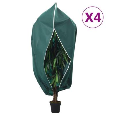 Plantenhoezen met ritssluiting 4 st 70 g/m² 1x1,55 m