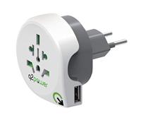 Q2 Power | World to Swisse | Universal-Reiseadapter mit Erdungsstecker | KID SAFE Stoßschutz | Spannung und Leistung 100V-1500W / 125V-1875W - thumbnail
