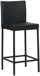 Zwarte leren moderne barkruk Break - poot vierkant zwart - Toledo Leer Nero (zwart leer)