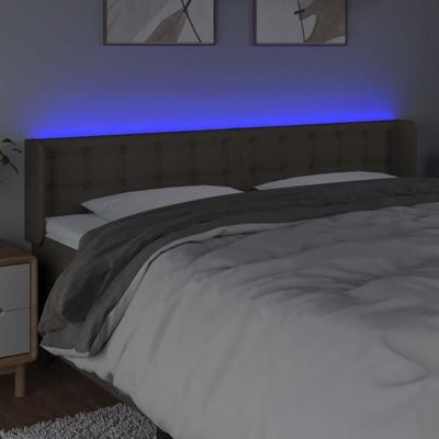 Hoofdbord LED 203x16x78/88 cm stof taupe