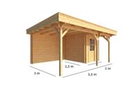 Blokhut, tuinhuisje met overkapping Lisa-Nine 550 cm bij 250 cm diep plat dak 3 Warentuin Collection - Warentuin collection - thumbnail