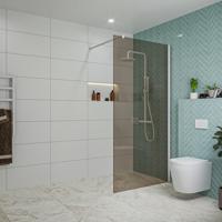 Fortifura Galeria inloopdouche - 100x200cm - rookglas - wandarm - mat wit SW797940/SW797906 - thumbnail