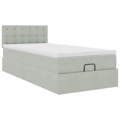 Ottoman bed met matras en LED's 180x200cm fluweel lichtgrijs