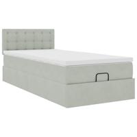Ottoman bed met matras en LED's 180x200cm fluweel lichtgrijs - thumbnail