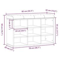 Schoenenbank 82x32x50 cm bewerkt hout artisanaal eikenkleur - thumbnail