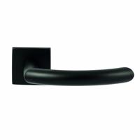 Hardbrass Deurkruk Helsinki op vierkant rozet 4mm dun - zwart - thumbnail