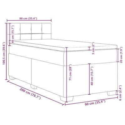 Boxspring met matras stof taupe 90x200 cm