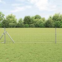VidaXL Hek met paal zilver 0,6 x 10 m staal en pvc - thumbnail