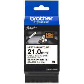 Brother HSE251E Labeltape krimpkous Tapekleur: Wit Tekstkleur: Zwart 21 mm 1.5 m
