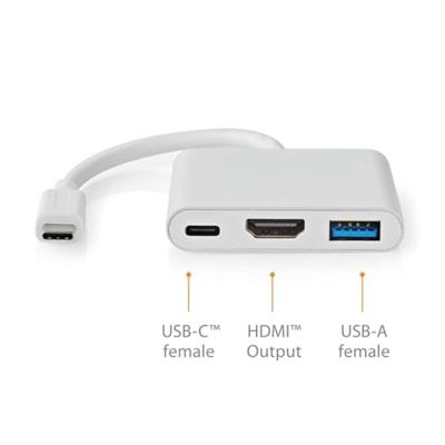 Nedis CCGB64770WT01 Usb Multi-port Adapter Usb 3.2 Gen 1 Usb-c™ Male Hdmi™ Output / Usb-a Female / Usb-c™ Female 5 Gbps 0.10 M Rond Vernikkeld Pvc Wit Doos Nedis CCGB64770WT01 Usb Multi-port Adapter Usb 3.2 Gen 1 Usb-c™ Male Hdmi™ Output / Usb-a Female / Usb-c™ Female 5 Gbps 0.10 M Rond Vernikkeld Pvc Wit Doos