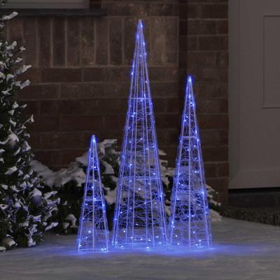 VidaXL Kerstboom met 90 led 3 pcs blauw 20 x 20 x 80 cm acryl