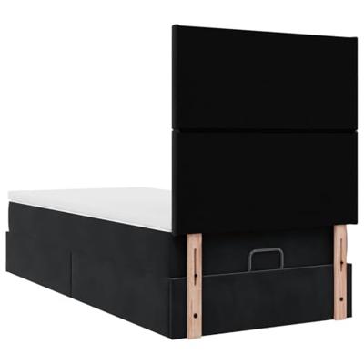 Ottoman bed met matrassen 100x200cm fluweel zwart