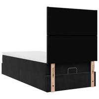 Ottoman bed met matrassen 80x200cm fluweel zwart - thumbnail