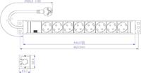 Bachmann 333.601 19 inch Stekkerdoos voor patchkast 1.5 HE Geaarde contactdoos Lichtgrijs - thumbnail