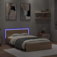 Bedframe met hoofdeinde en LED sonoma eikenkleurig 140x190 cm - thumbnail