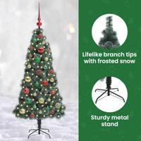 VidaXL Kunstmatige voorverlichte kerstboom met ballenset groen 120 cm - thumbnail