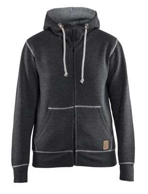 Blåkläder Dames hooded sweatvest 33731157 | Zwart Mêlee | Maat S - 7330509483374