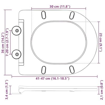 VidaXL Toiletzitting zwart 47 x 36 x 3,4 cm duroplast
