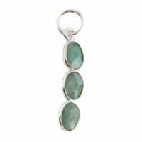 Edelsteen Hanger Smaragd (gekleurd) 3 Stenen - Zilver - 20 x 4 mm - thumbnail