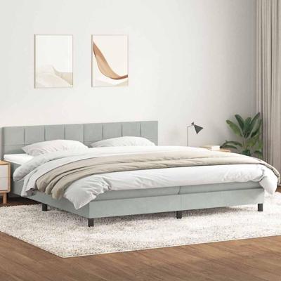 Boxspring met matras fluweel lichtgrijs 180x220 cm