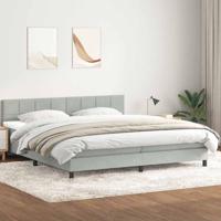 Boxspring met matras fluweel lichtgrijs 180x220 cm - thumbnail