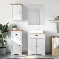 3-delige Badkamermeubelset BODO massief grenenhout wit en bruin - thumbnail