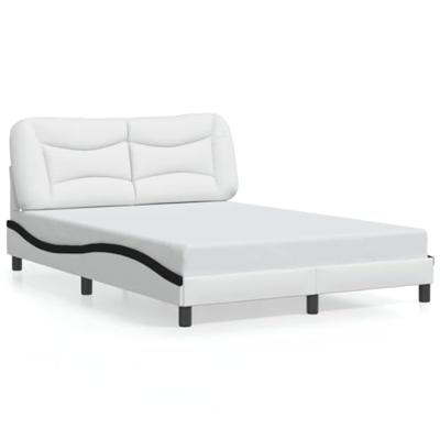 Bedframe met LED-verlichting kunstleer wit en zwart 140x200 cm
