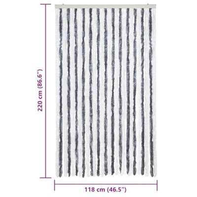 Vliegengordijn 120x220 cm chenille grijs en wit Vliegengordijn 120x220 cm chenille grijs en wit