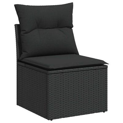 6-delige Loungeset met kussens poly rattan acacia zwart - thumbnail