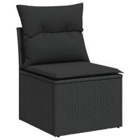 8-delige Loungeset met kussens poly rattan zwart - thumbnail