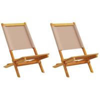 Tuinstoelen 2 st massief acaciahout en stof taupe - thumbnail