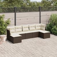 8-delige Loungeset met kussens poly rattan bruin - thumbnail