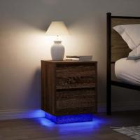 Nachtkastjes met led-verlichting 2 st bruin eikenkleurig - thumbnail