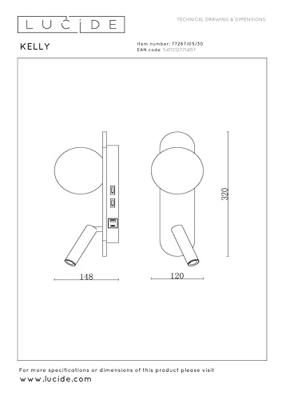 Lucide KELLY - Bedlamp / Wandlamp - LED - 1x3,5W 3000K - Zwart