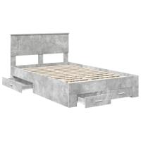 Bedframe met hoofdeinde Beton Grijs 120 x 190 cm Bewerkt hout - thumbnail