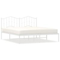 Bedframe met hoofdbord metaal wit 180x200 cm - thumbnail