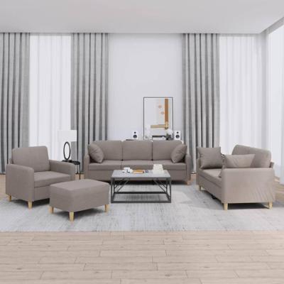 4-delige Loungeset met kussens stof taupe - thumbnail